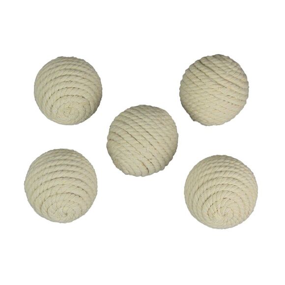 Set of 5 Light Brown Rope Decorative Orb Home Decor Ball Centerpiece Vase Filler - Picture 1 of 3